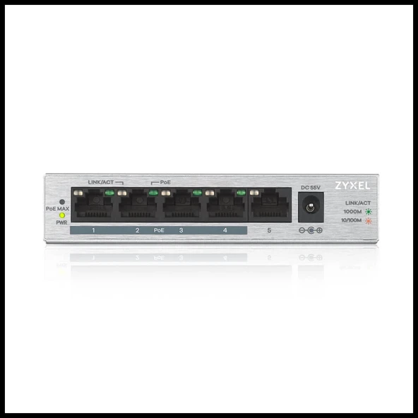 Zyxel Gs1005hp, 5 Port, Gigabit, Poe 60w, Yönetilemez, Masaüstü Switch - Resim 2