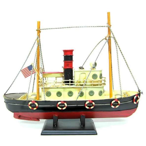Dekoratif Retro Metal Balıkçı Teknesi Vintage 33cm No.2 - Resim 3