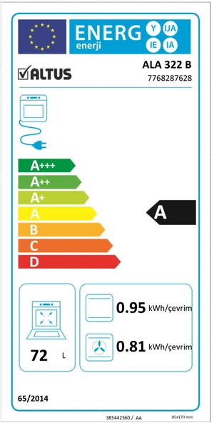 Altus ALA 322 B Siyah Ankastre Fırın - Resim 4