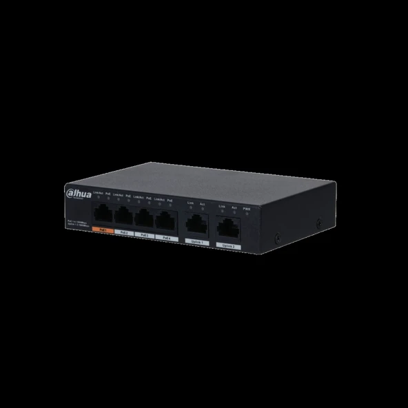 Dahua Pfs3006-4gt-60-v2, 4 Port, Gigabit, Poe 60w, 2 Port Uplink, Yönetilemez, Masaüstü Switch ürün görseli