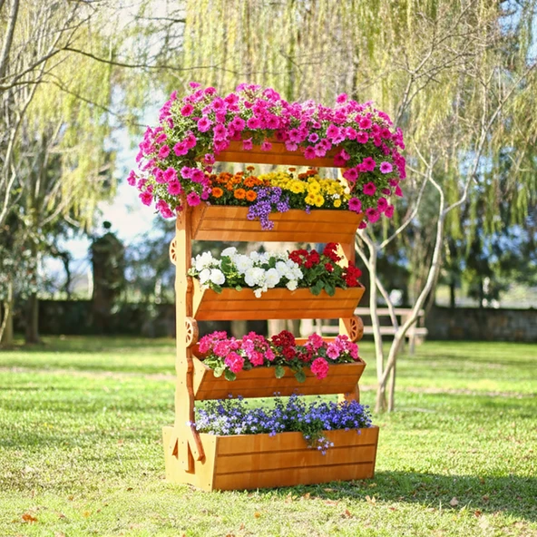 MANDU Ahşap Çok Katlı Saksı Standı (Çiçeklik Standı) ürün görseli 1