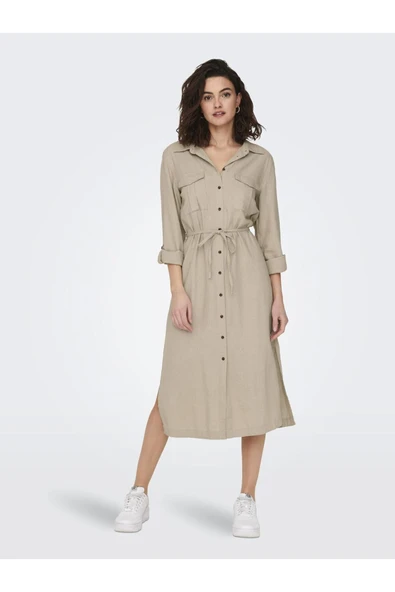 15278720 ONLCARO LS LINEN BL L SHIRT DRESS CC PNT - Resim 2