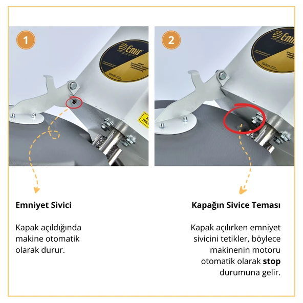 Emir 10-15 Kg Hamur Yoğurma Makinesi Kapaklı Yeni Model - Resim 7