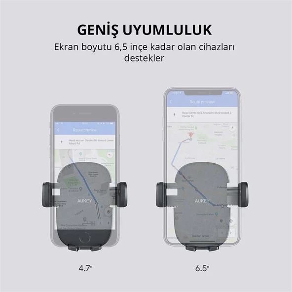 Aukey Hd-c48-bk 360 Derece Tüm Cihazlarla Uyumlu Araç İçi Telefon Tutucu Kolay Kilitleme/bırakma - Resim 3