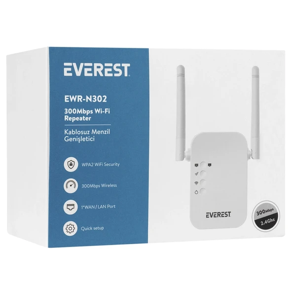Everest Ewr-n302, 300mbps, 2,4ghz, Wps Butonu, 1port Lan/wan, Menzil Genişletici - Resim 5
