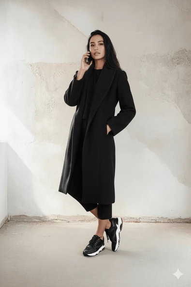 Kadın Kemerli Kaban - Resim 2