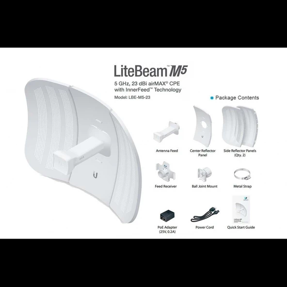 UbıQuıtı Lbe-m5-23,  Litebeam, 5ghz, 100mbps, 23dbi Anten, 5km Menzil Cpe - Resim 5