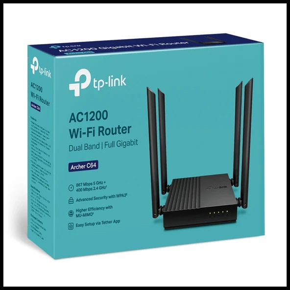 Tp-lınk Archer C64, Ac1200, 4port, 1200mbps, Dual Band Wifi, Masaüstü, Gigabit, Router, Access Point - Resim 5