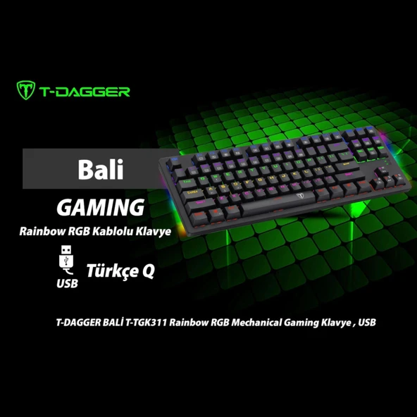T-dagger Balı, T-tgk311, Usb Kablolu, Türkçe Q, Rainbow Rgb, Mechanical, Blue Switch, Gaming Klavye (powered By Redrago - 2