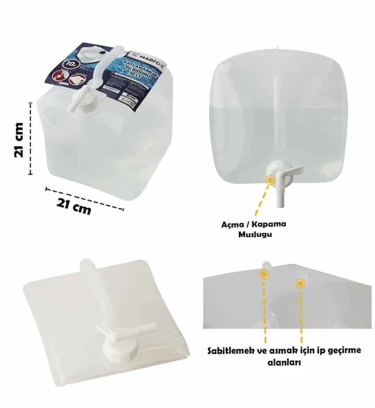 Madfox Katlanır Su Bidonu 10 Lt - Resim 5