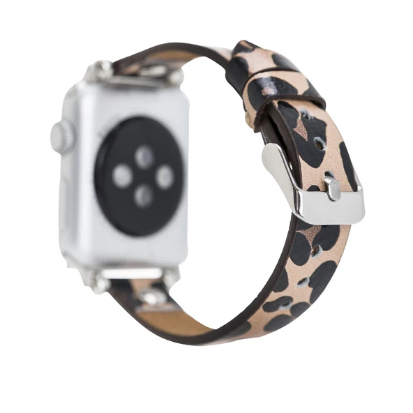 Apple Watch Uyumlu Deri Kordon 42-44-45mm ST Leopar NE - Resim 2