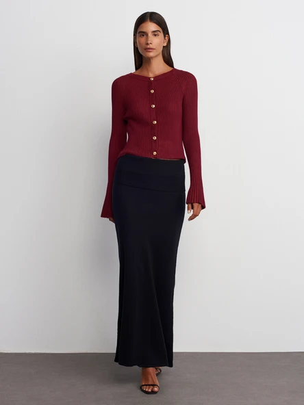 80114 DİLVİN BELİ FİTİLLİ DÖKÜMLÜ TRİKO ETEK ürün görseli 1