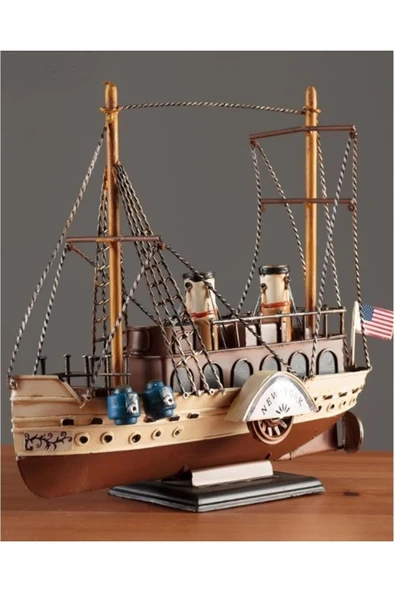 Dekoratif Retro Metal Yolcu Gemisi Vintage 31cm No.3 - Resim 8