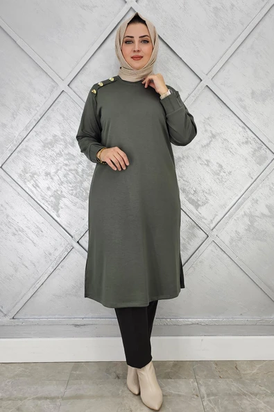 KADIN DÜĞME DETAYLI TESETTÜR TUNİK ürün görseli