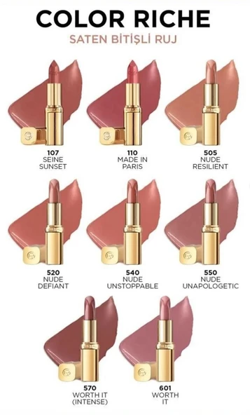 Loreal Paris Color Riche 601 Worth It Saten Bitişli Ruj - Resim 3