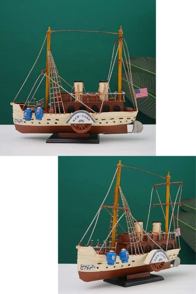 Dekoratif Retro Metal Yolcu Gemisi Vintage 31cm No.3 - Resim 10