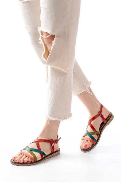 205-017 Multi Ortopedik Hakiki Deri Kadın Sandalet - Resim 4