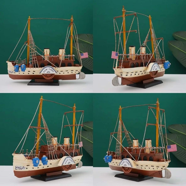 Dekoratif Retro Metal Yolcu Gemisi Vintage 31cm No.3 - Resim 5