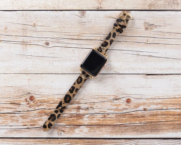 Apple Watch Uyumlu Deri Kordon 38-40-41mm GT LEO1N - Resim 3