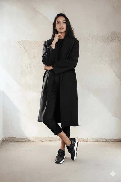 Kadın Kemerli Kaban - Resim 3