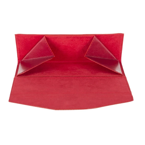 Smart Glass Deri Gözlük Kılıfı V4 Kırmızı - Resim 3