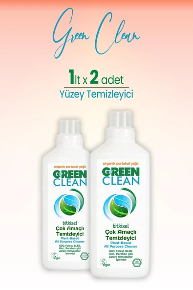 U Green Clean Çok Amaçlı Yüzey Temizleyici Portakallı 1 Litre x 2 Adet ürün görseli