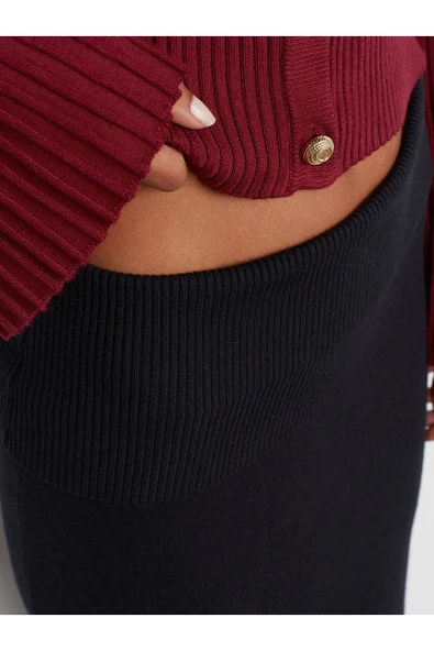 80114 DİLVİN BELİ FİTİLLİ DÖKÜMLÜ TRİKO ETEK - Resim 8