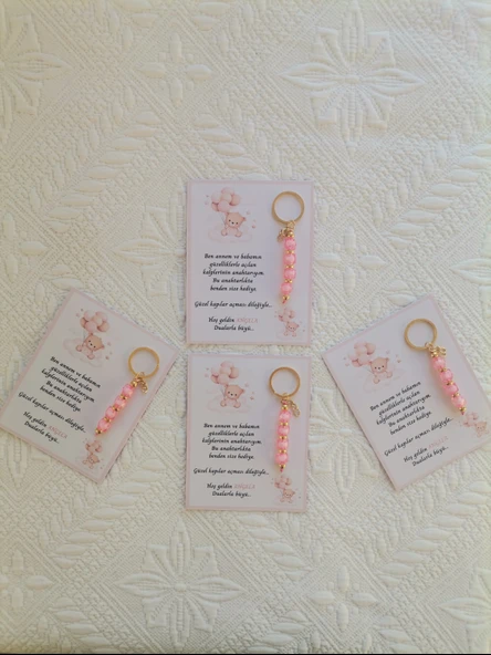 72 Adet İsme Özel Tasarım Pembe Anahtarlık Hastane Yeni Doğan 40 Mevlidi Dağıtmalık Hediyelik - Resim 5