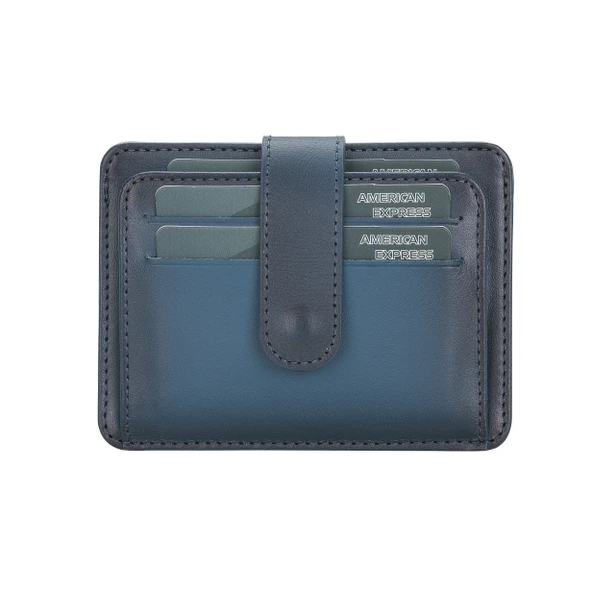 Çok Bölmeli Slim Deri Kartlık BLW019 BRN4EF Mavi - Resim 2