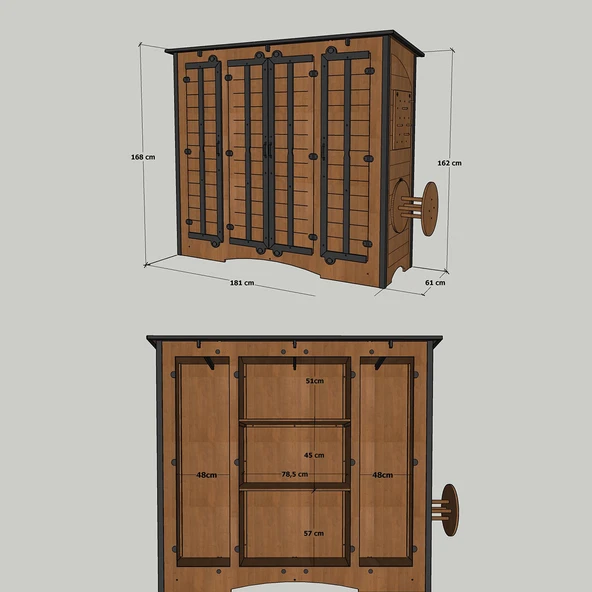 MANDU Ahşap Çok Amaçlı XL Depolama Dolabı - Resim 5