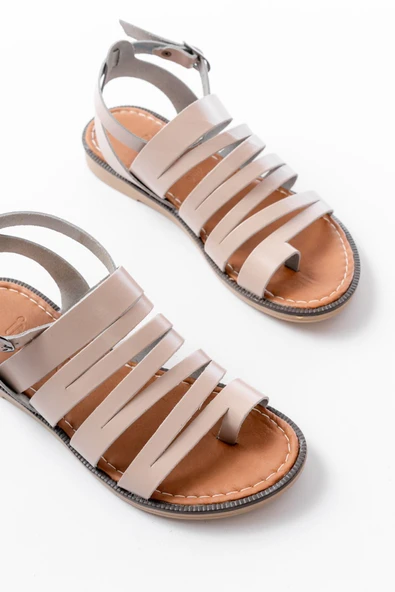 205-041 BeJ Ortopedik Hakiki Deri Kadın Sandalet - Resim 5