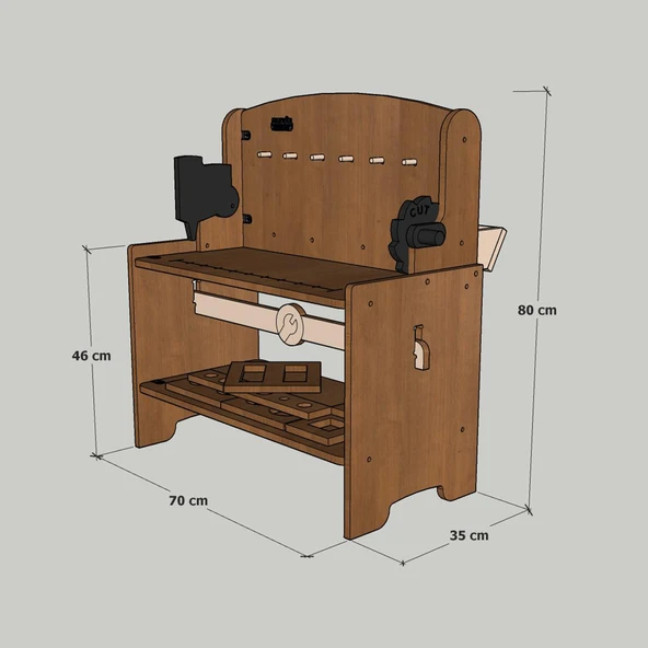 MANDU Ahşap Çocuk Marangoz Tezgahı - Resim 5