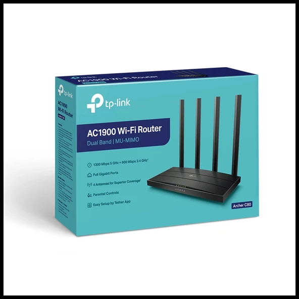 Tp-lınk Archer C80, Ac1900, 4port, 1900mbps, Dual Band Mu-mımo Wifi, Masaüstü, Gigabit, Router, Access Point - Resim 3