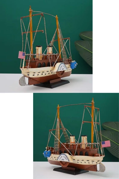 Dekoratif Retro Metal Yolcu Gemisi Vintage 31cm No.3 - Resim 11