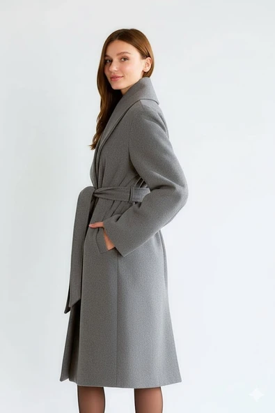 Kadın Kemerli Kaban - Resim 6