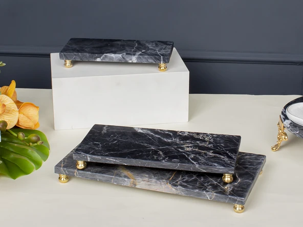 BLACK MARBLE 3LÜ SUNUM SETİ 30X16X3 CM - Resim 2