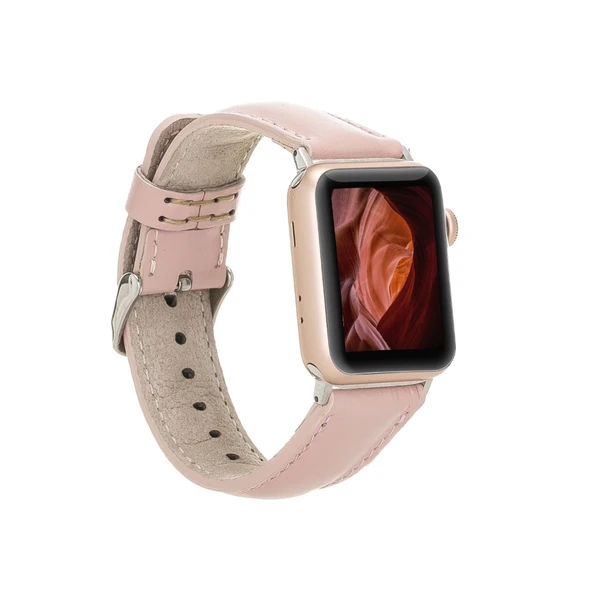 Apple Watch Uyumlu Deri Kordon 42-44-45mm NU2 Pembe ürün görseli