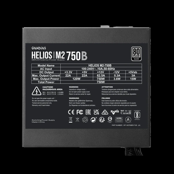 Gamdıas Helıos M2-750b, 750w, 80+ Silver, Aktif Pfc, Gamıng, Atx, Power Supply (psu) - Resim 4