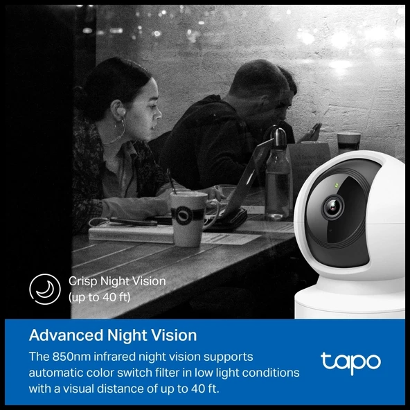 Tp-lınk Tapo C202, Bebek/ev Güvenlik Kamerası, Wifi-ehernet, 1080p, 12mt Gece Görüşü, Pan/tılt, İki Yönlü Ses - Resim 4