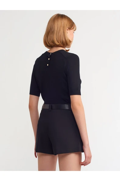 10426 DİLVİN KAZAK BİSİKLET YAKA ARKASI DÜĞMELİ KISA - Resim 6