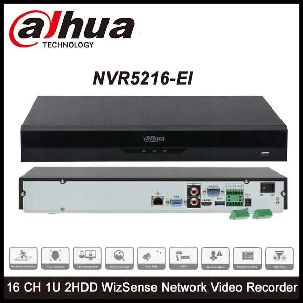 Dahua  Nvr5216-eı, 16kanal, 12mpix, H265+, 2 Hdd Desteği, 1080p Kayıt, 320mbps Bant Genişliği, Nvr ürün görseli