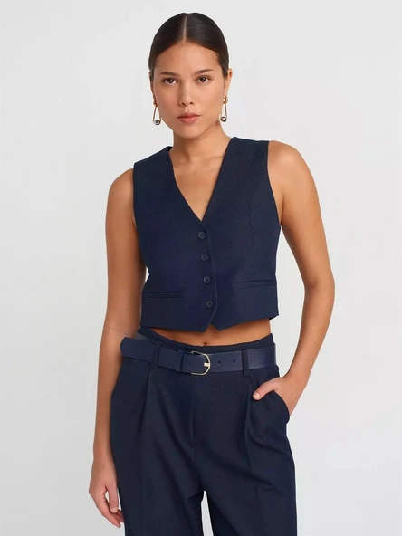 60565 DİLVİN DÜĞMELİ YELEK - Resim 7