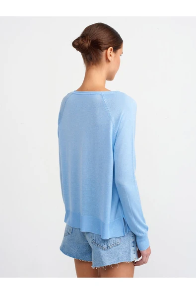10536 DİLVİN BİSİKLET YAKA BASİC İNCE TRİKO KAZAK - Resim 10