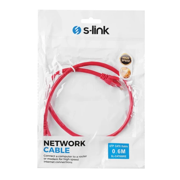 S-lınk Sl-cat606re Cat6 Patch 60cm Kablo (kırmızı) - Resim 3