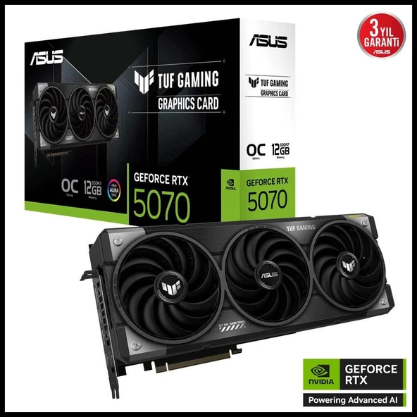 Asus Tuf-rtx5070-o12g-gamıng, 12gb, 192bit, Gddr7, 2xhdmı, 3xdp Gamıng Ekran Kartı ürün görseli