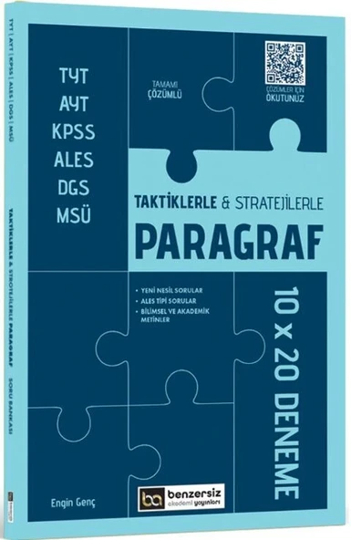 TYT AYT KPSS ALES DGS TAKTİKLERLE STRATEJİLERLE PARAGRAF 10X20 DENEME ürün görseli 1