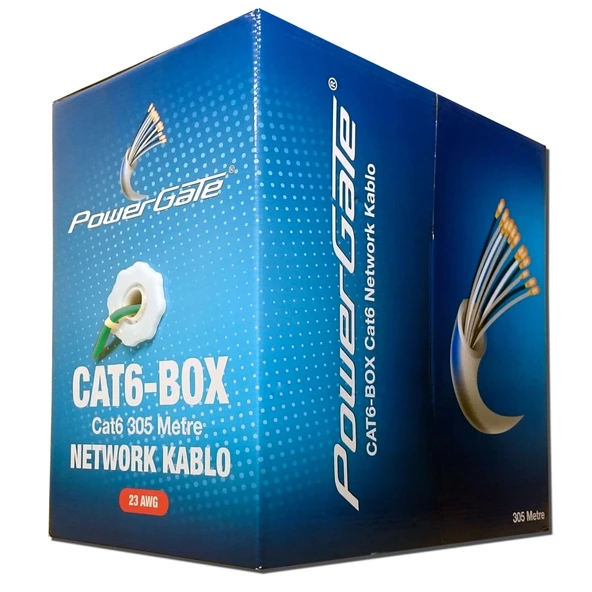 Powergate Cat6-box-gn, 23awg 0,57mm, Utp, Cat6 Kablo, 305m, Yeşil - Resim 2