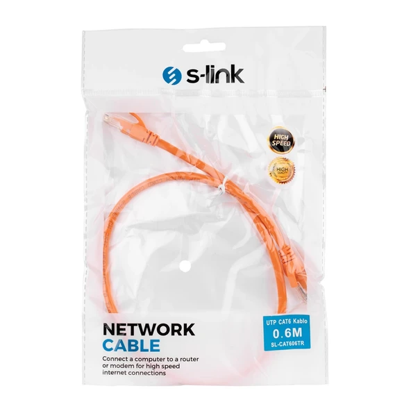 S-lınk Sl-cat606tr Cat6 Patch 60cm Kablo (turuncu) - Resim 3