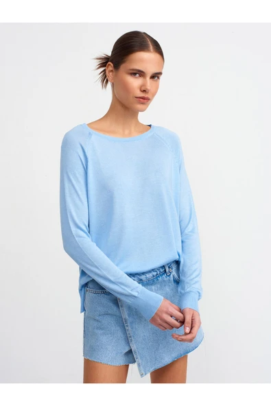 10536 DİLVİN BİSİKLET YAKA BASİC İNCE TRİKO KAZAK - Resim 9