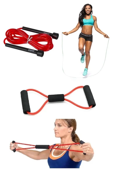 2'li Set Uzunluğu Ayarlanabilir Atlama Ipi Kas Germe Güçlendirme Direnç Lastiği ürün görseli